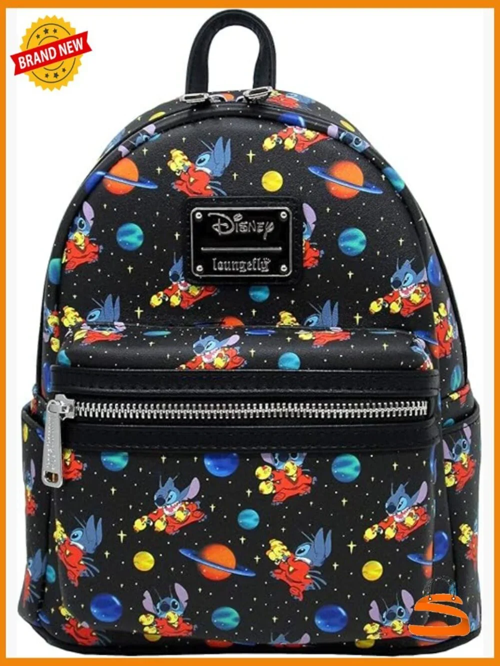 Faux Leather Mini Backpack with Stitch Print, Padded Straps